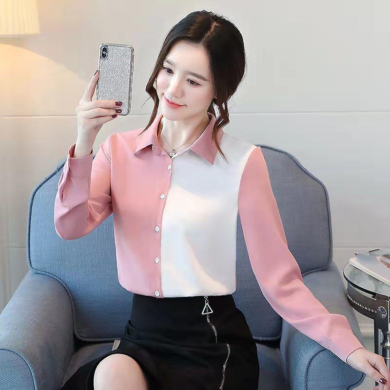 Office Lady Solid Color Blouses Button Turn-down Collar Simple Loose Shirts Tops Women Spring Grace Trend Clothing Plus Size