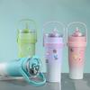 Large Cup Thermos Capacity Stainless Steel Convenient Durable Straw Carried Can