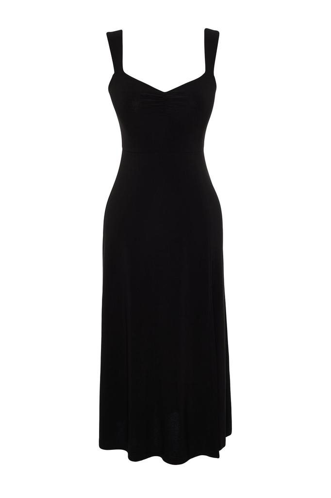 Women's Style Dress Black Plain Knitted Dress