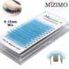 Blue Color Single Grafted False Eyelashes, (0.07/0.1), (C/D), Natural Extension Makeup, Mixed Length 8-15mm.