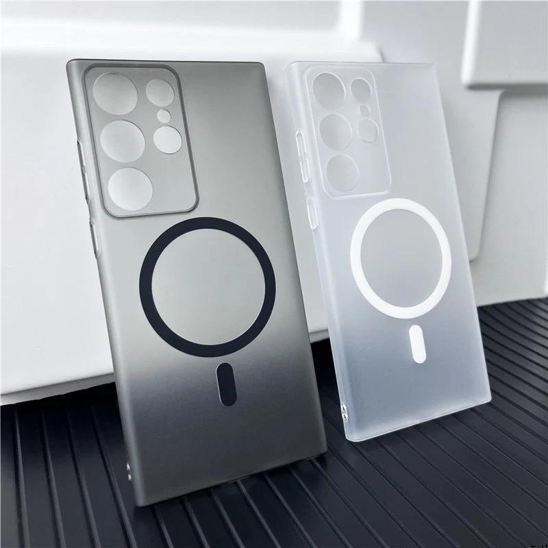 Роскошный полупрозрачный тонкий матовый чехол Magsafe Magnetic Case для Samsung Galaxy S25 S24 S23 S22 Ultra Plus Wireless Charging Matte Cover