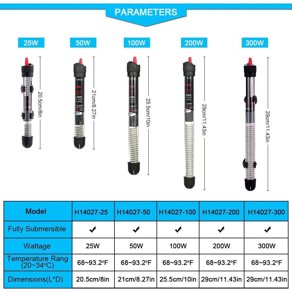1Pcs Adjustable Temperature Thermostat Heater Rod EU/US Plug Water Heat Rod Aquarium Fish Tank