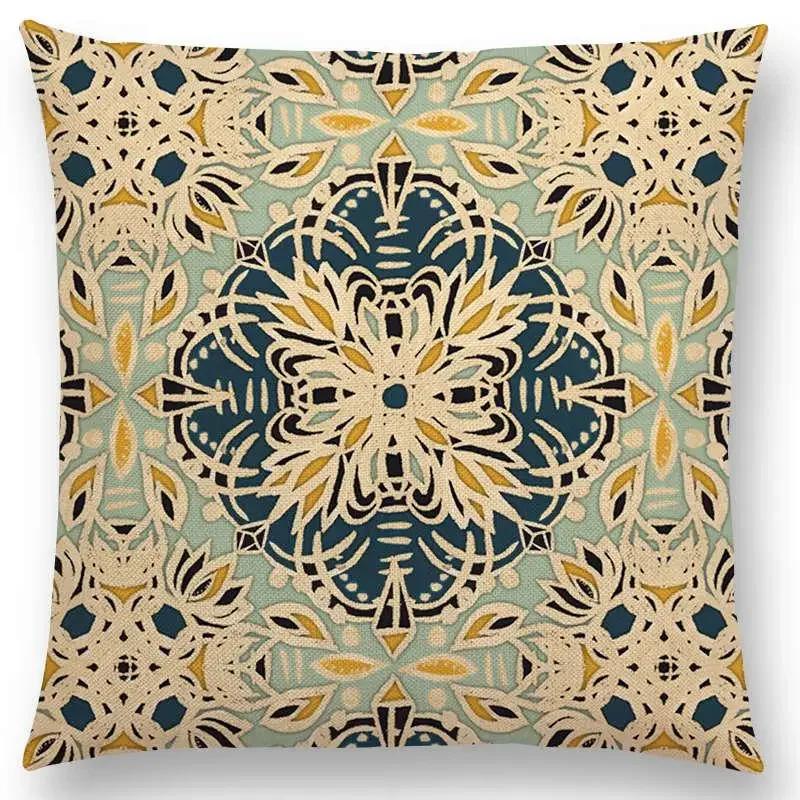 New Vivid Art Colorful Flowers Gorgeous Floral Doodle Geometry Mandala Coral Wonderland Pattern Car Cushion Cover Pillow Case