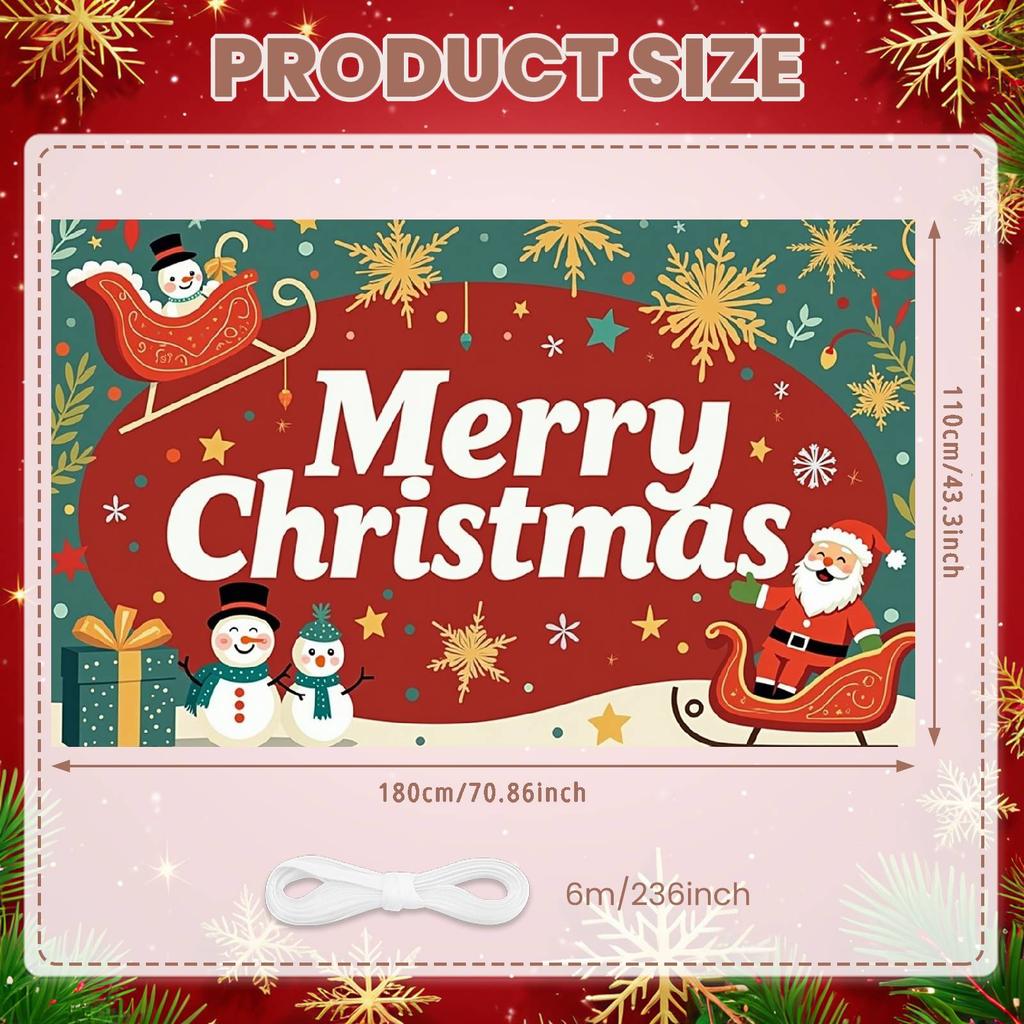 Xmas Decor Banner Snowflake Design Christmas Party Banner Christmas Banner Snowman For Photo Backdrop Winter Celebration Xmas