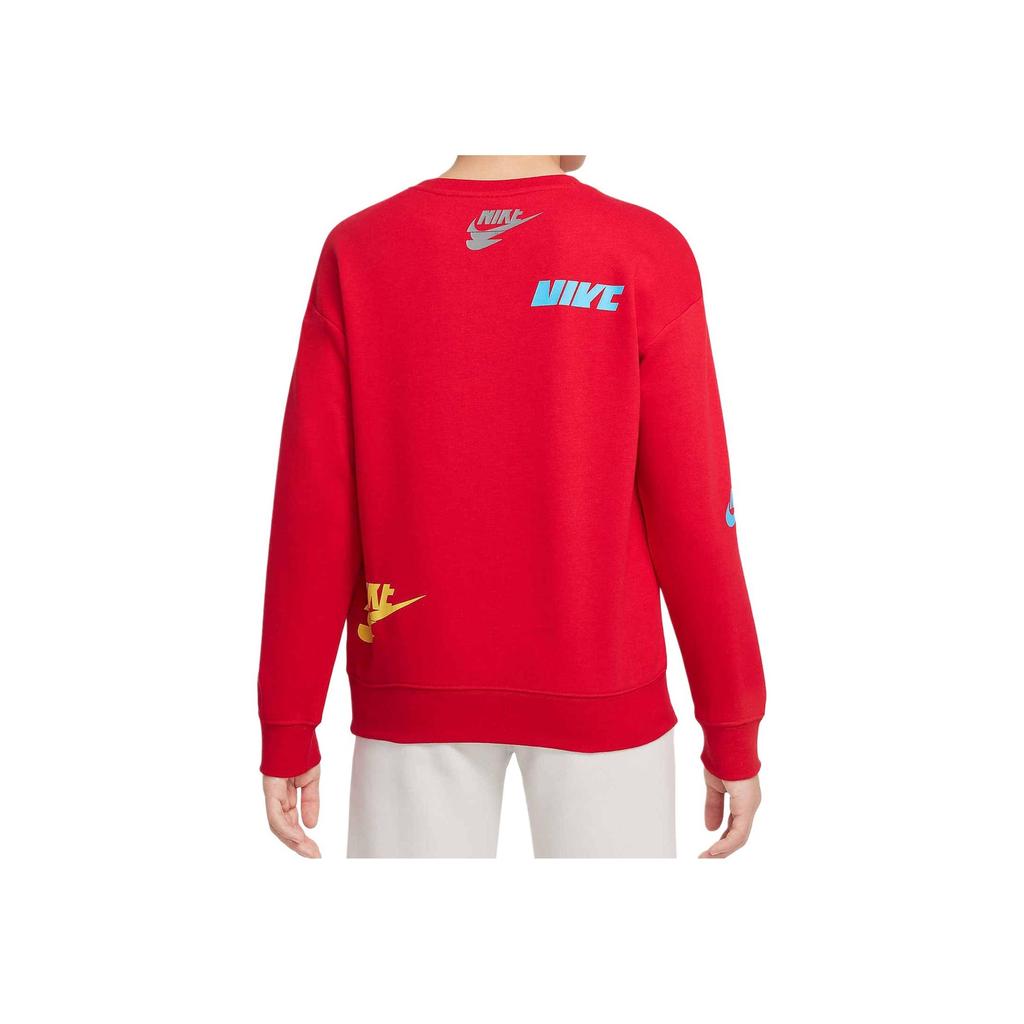 Nike Letter Print Crew Neck Long Sleeve Sweatshirt Kids Sweatshirt University-Red DZ7685-657