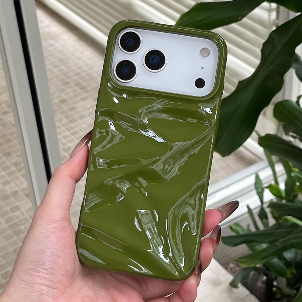 Кофейный цвет 3D узор Волна Воды Чехол для Телефона Для iPhone 17 16 15 14 13 12 11 Pro Max Мягкий Ударопрочный Силиконовый Чехол Девочки