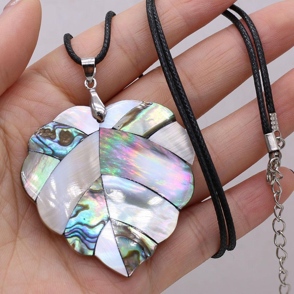 Natural Abalone Pendant Tree Leaf Charm Mother of Pearl Shell Pendants for Women Jewelry Making DIY Necklace Gift