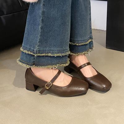 Мода 2024 года, горячая распродажа женской обуви, туфли Мэри Джейн, женские туфли на плоской подошве, неглубокие повседневные туфли на плоской подошве, женские туфли с квадратным носком и пряжкой на ремешке, мягкие туфли на подошве