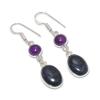 Фиолетовый Солнечный камень Ручной работы Ювелирное изделие из стерлингового серебра 925 пробы Серьга 1,89" s7z82