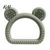Textured Silicone Soothing Toy Bear Teether for Babies, Sore Gums Baby Easy to Clean Teething Toy, Ring 6-12 Months Infants
