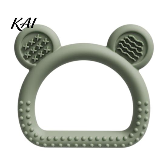 Textured Silicone Soothing Toy Bear Teether for Babies, Sore Gums Baby Easy to Clean Teething Toy, Ring 6-12 Months Infants