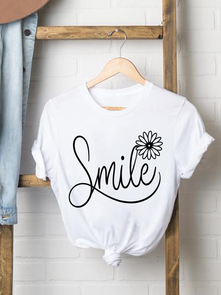 (Азиатский размер) сладкий цветочный тренд милый Женская Мода Футболка Топ Одежда Футболка Женская Принт Женский Короткий Рукав Графические Футболки