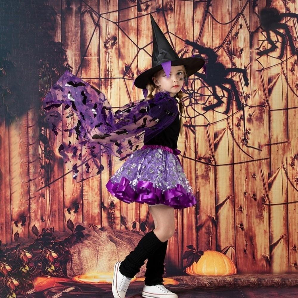 Spider Web Kids Mesh Cloak Soft Cosplay Bridal Costume Halloween Tulle Cape Renaissance Party
