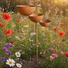 Easy Install Bird Feeder Stake 3 Tiered Cascading Rain Catcher Bath, Metal Garden Water Anti-rust Bowl Feeder, Outdoor Pollinator Watering Station for