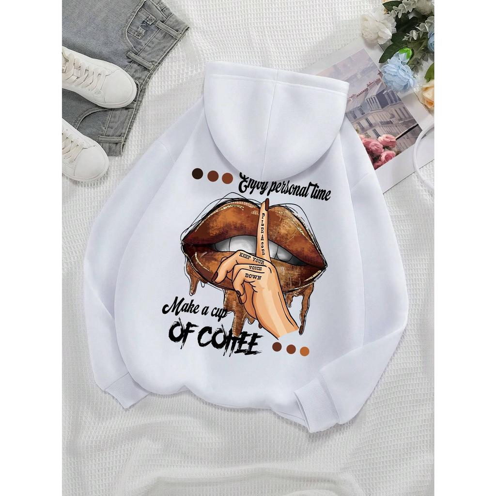 Make A Cup Of Coffee Dirty Little Secret Printing Sweatshirt Womens Soft Hooded Warm Fleece Hoodies Oversize Streetwear