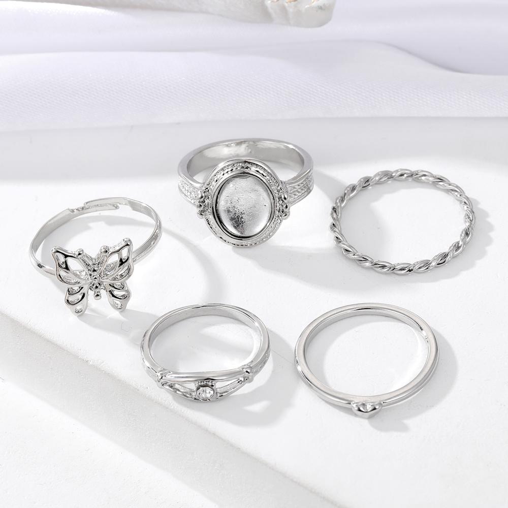 5 шт. ювелирные изделия с инкрустацией бабочкой кольцо с бриллиантом драгоценный камень резьба набор регулировочных колец