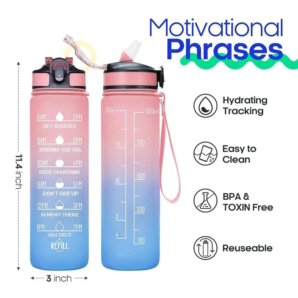 1 шт. 32 герметичные бутылки для воды с указанием времени питья и соломинкой мотивирующая питьевая спортивная бутылка для воды для фитнеса, спортзала, улицы