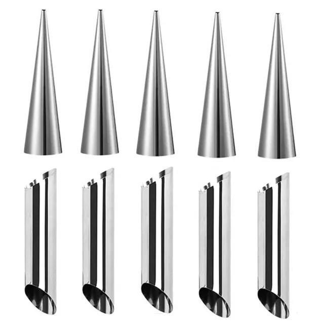 5/10 шт. кухонные конусы из нержавеющей стали для выпечки, рожки, форма для рулета, спиральные трубочки для выпечки круассанов, печенья, десерта