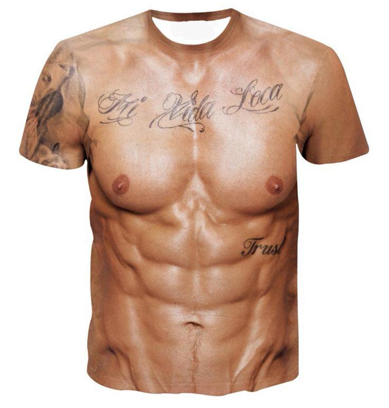 Футболка с 3D принтом Muscle Body, мужская летняя футболка, одежда, модные уличные футболки, модные топы с короткими рукавами и забавным телесным узором