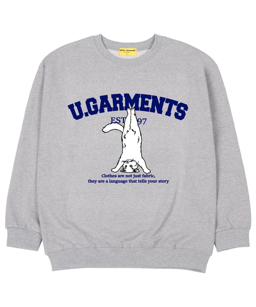 UNION GARMENTS Headstand Cat French Oversized Sweatshirt Gray