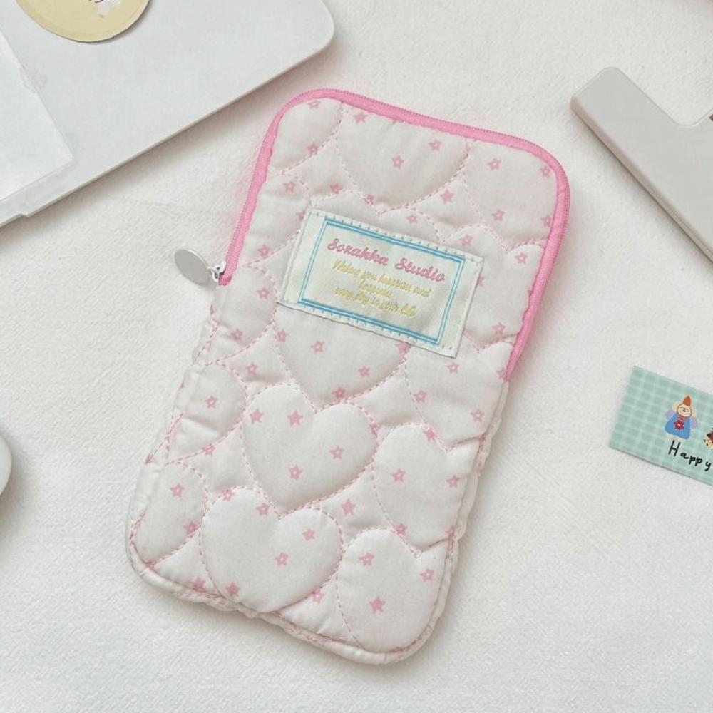 Cute Quilted Makeup Storage Bag Zipper Pencil Toiletry Organizer Stationery Storage