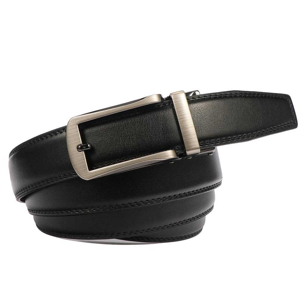 3 см костюм не большой размер простой [BIGHAS] мужской ремень, ширина, автоблокировка, деловой, мужской ремень, бесступенчатый, ремень, отверстия, повседневный, (Ремень 100см, черный)