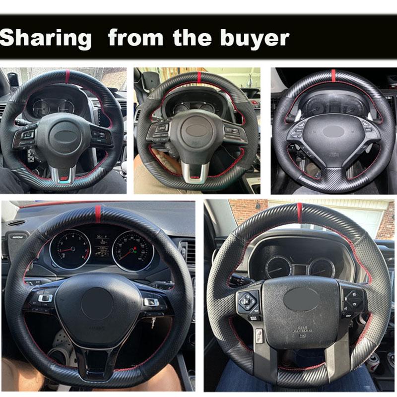 TQ014Custom Carbon Fiber Leather Car Steering Wheel Cover For Ford Focus 2 2005-2011 (3-Spoke) Anti-Slip Fix Worn OEM Wheel