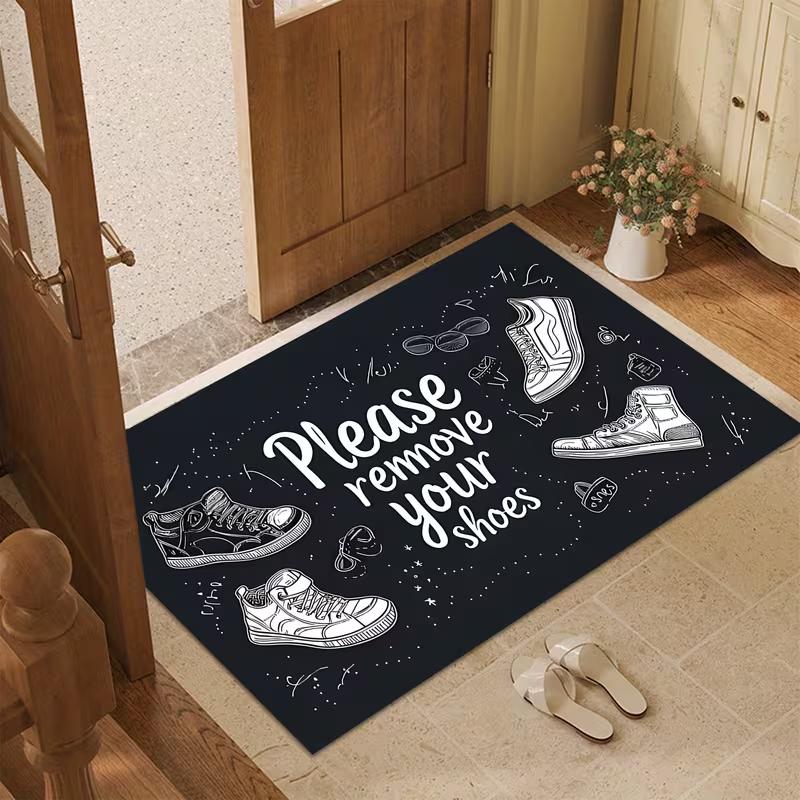 Shoe Footprint Pattern Welcome Slogan Floor Mat Entrance Floor Mat Decorative Floor Mat