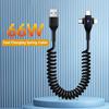 3 в 1 66 Вт 6 А Быстрая зарядка USB Type C Кабель Micro USB Пружинный автомобильный зарядник Для iPhone Xiaomi Samsung Зарядный шнур для телефона