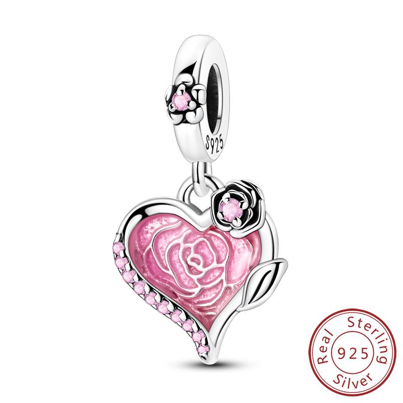 Шармы Медь Сияющая Любовь Медведь Слон Яблоко Вишня Роза Шармы Бусины Подходят для Оригинального Браслета Подвеска Женские Украшения