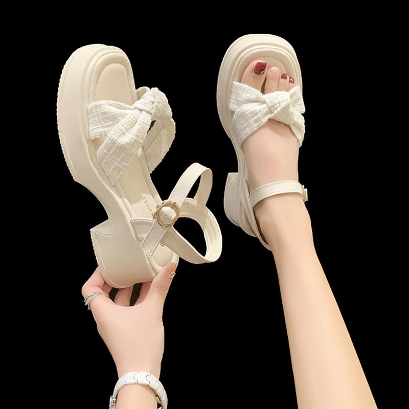 Одно слово с сандалиями женская летняя мода квадратный носок толстый каблук толстая подошва универсальные не устают ноги танкетка женская обувь новый год