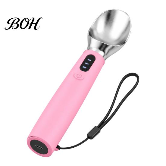 Yogurt Scooper Rechargeable Heated Ice Cream Scoop, Electric with 3-Level Heat, Hard Scooping Tool LED Display, 2000mAh Battery for Cream, Gelato,
