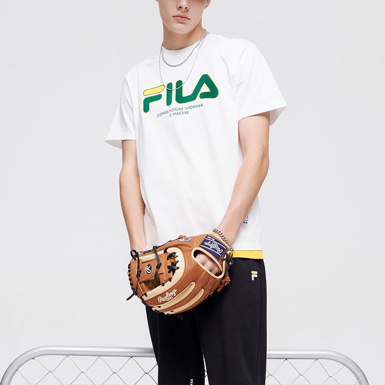 Fila Fusion Мужская футболка с принтом в виде бейсбола, свободного кроя, с круглым вырезом, с короткими рукавами, Топы Белый T11M122102FWT
