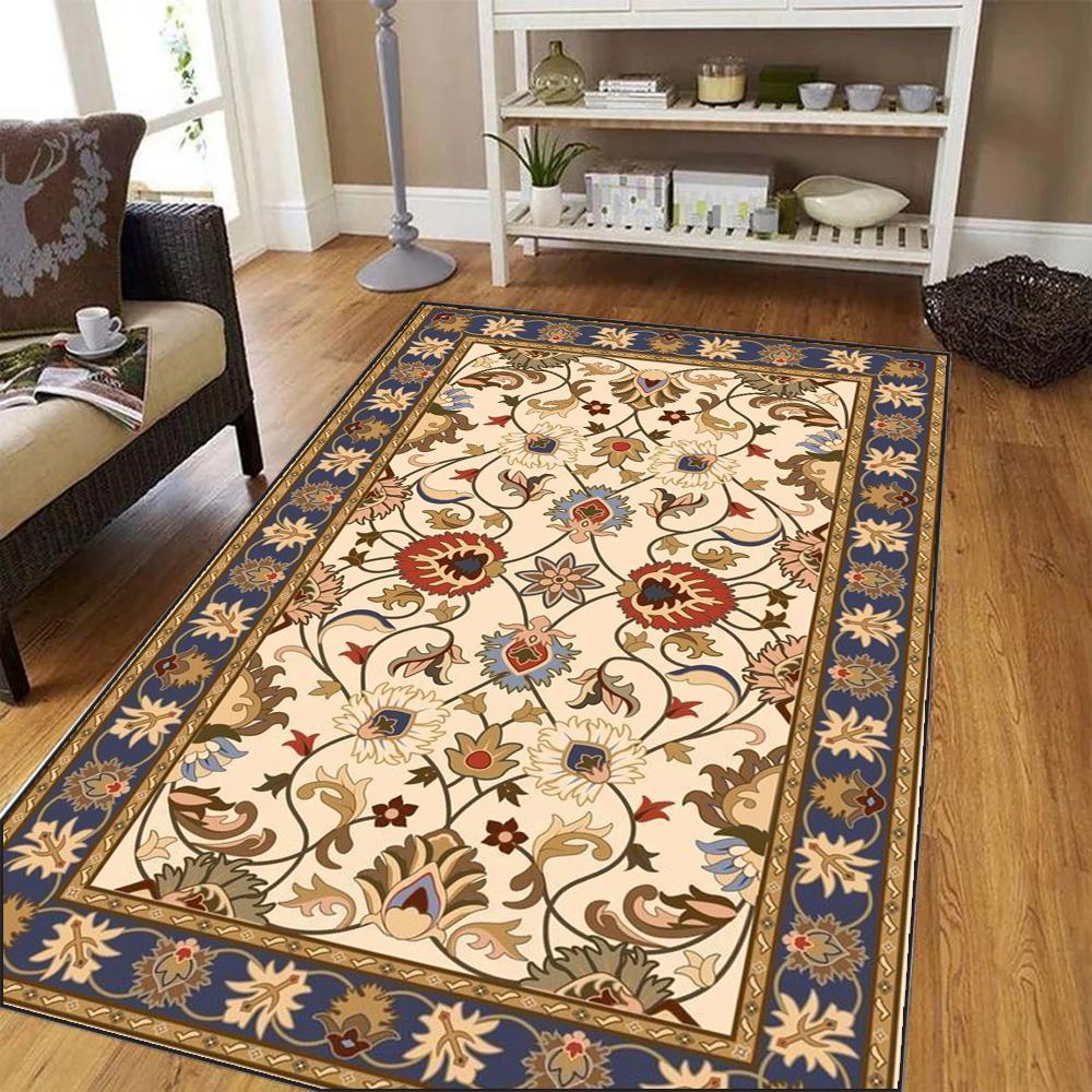 French Elegance Retro Floral Living Room Carpet Machine Washable Non-slip Soft Mat Room Bedside Cloakroom Coffee Table Rugs