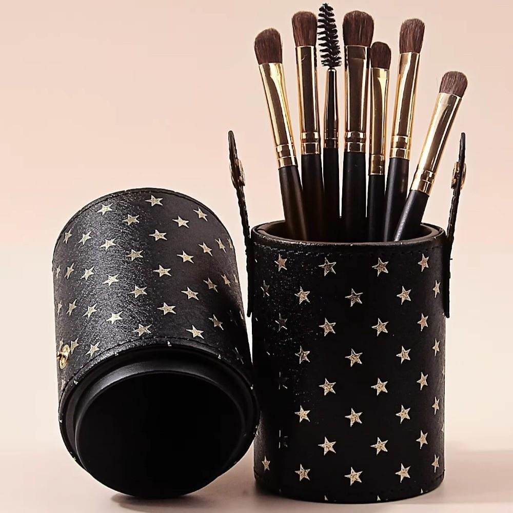 PU Leather Makeup Brush Bucket Waterproof Cosmetic Bag Portable Storage Box Travel