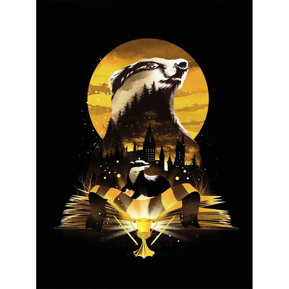 Handmade DIY Harry Potter Round Diamond Painting Kit Magician Cross Embroidered Deer Eagle Lion Diamond Mosaic Decoration