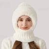 Высокая эластичность, Однотонный, Вязаная шапка, Шарф, Маска, Комбинезон, Женский, Велоспорт, Ветрозащитная шапка, Теплая шапка