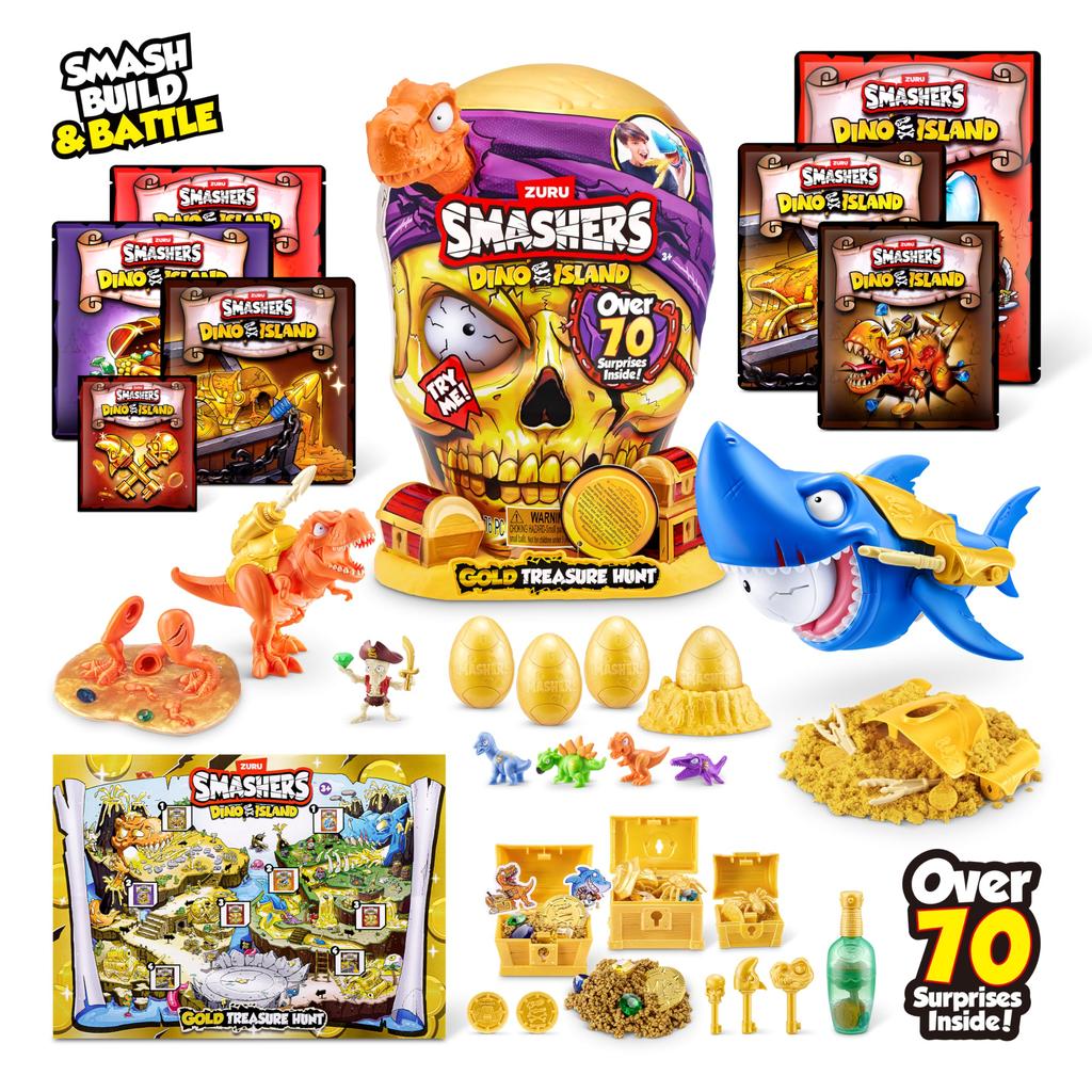 Smashers Остров динозавров Золотая охота за сокровищами от ZURU Игрушка на тему охоты за сокровищами Интерактивная игрушка Коллекционные игрушки для детей и подростков (оранжевый)