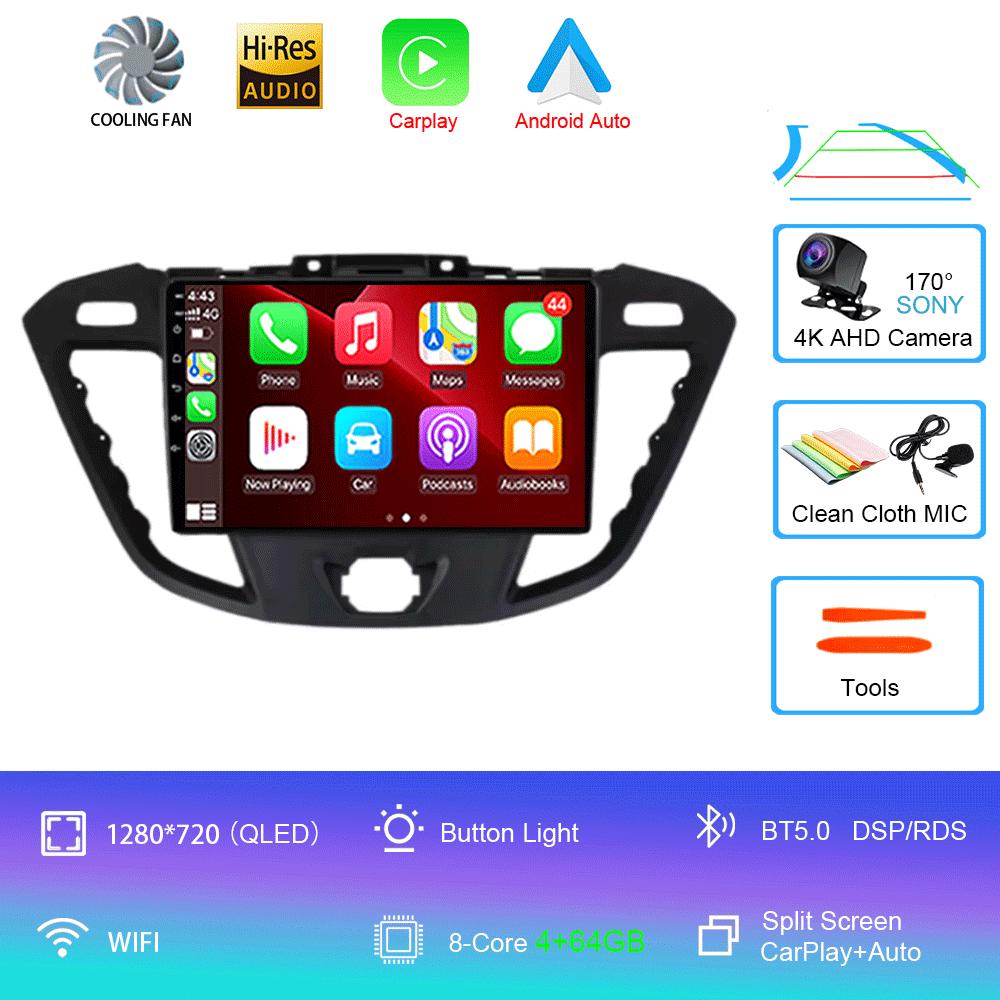 Автомобильное радио Android 14 для Ford Transit Tourneo Custom 2012 - 2021 Навигация GPS Мультимедийный проигрыватель Стерео Wi-Fi+4G Carplay BT 2DIN