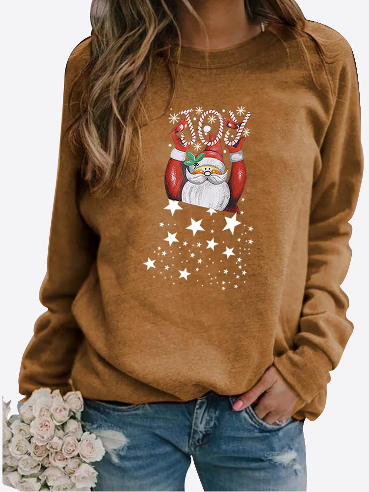 Зимняя повседневная женская толстовка со снежинками и буквенным принтом, круглым вырезом и длинными рукавами, свободная женская футболка с рисунком, блузка размера плюс