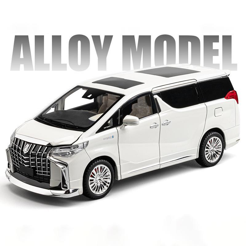 New 1:18 Toyota Alphard MPV Oversized Alloy Model Car Toy Die-cast Metal Casting Sound and Light Car Children Automatic Door Alloy Car Boy Gift