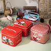 2pcs Decorative Christmas Candy Boxes Handheld Candies Organizers Portable Sweets Tins with Handle for Family Gathering