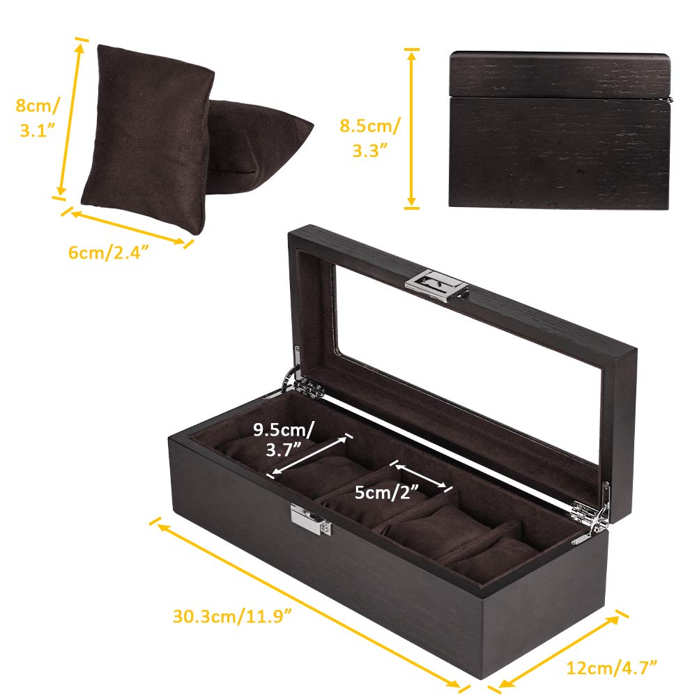 Baskiss Wooden Watch Watch Storage Luxury Watch Collection Case Case, Box, (5 Watches)