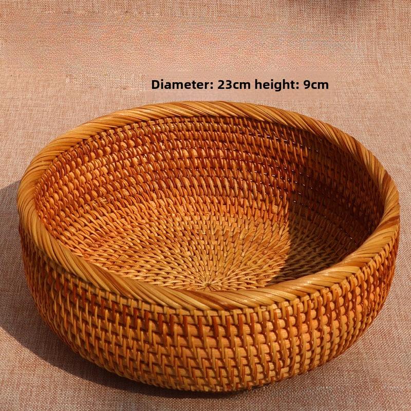 1pc/3pcs Rattan Fruit Basket Circular Woven Decorative Serving Basket Steamed Bun Basket Home Desktop Storage Box