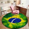 1PC round rug Brazil Artwork Printed Round Area Rug ,Rug For Home Office, Round Chair Rug, Decorative Carpet Fan gifts Christmas gift