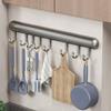 20-50cm Kitchen Hook Rack Space Aluminum Wall Mounted Rack Spoon Storage Hook with Movable Hook Black/Grey Wall Hook Bathroom