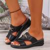 Female Shoes On Sale Open Toe Women Slippers Summer Rome Metal Decoration Mixed Colors Outdoor Casual Beach Large Size Slippers
