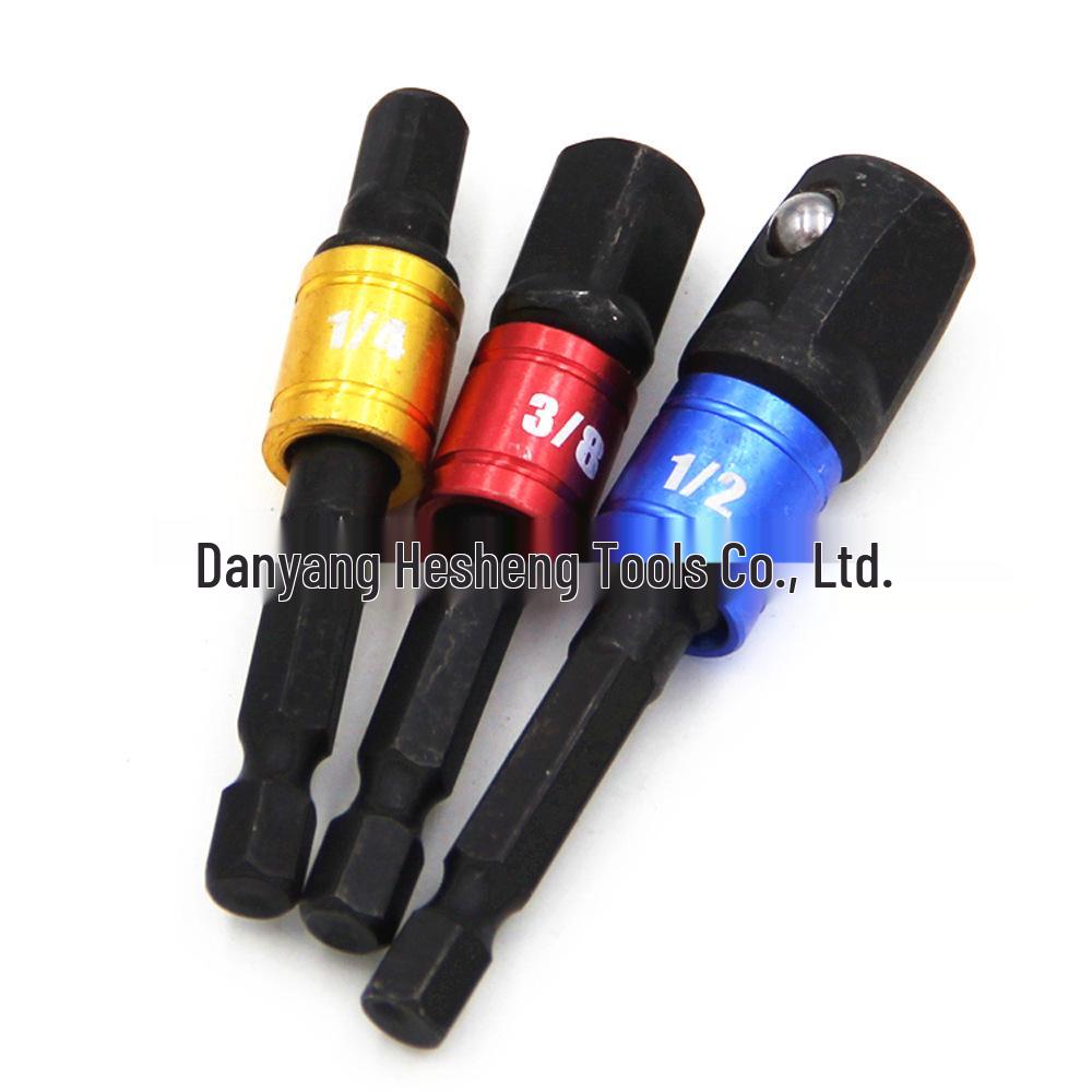 Набор из 3 предметов адаптеров для ударного гайковерта с шестигранным хвостовиком (1/2", 3/8", 1/4") для электрической отвертки