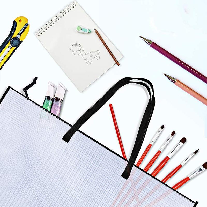 19x25 Inch Art Portfolio Bag with Handle & Zipper, Vinyl Mesh Folder Organizer for Bulletin Boards, Scrapbooks, Posters, Durable