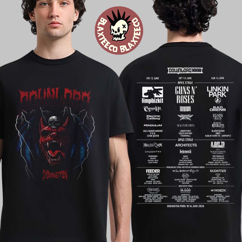Мерч Download Festival 2026 в Доннингтоне, Великобритания, с 10 по 14 июня 2026 года, футболка с логотипом Bat Dog 2026